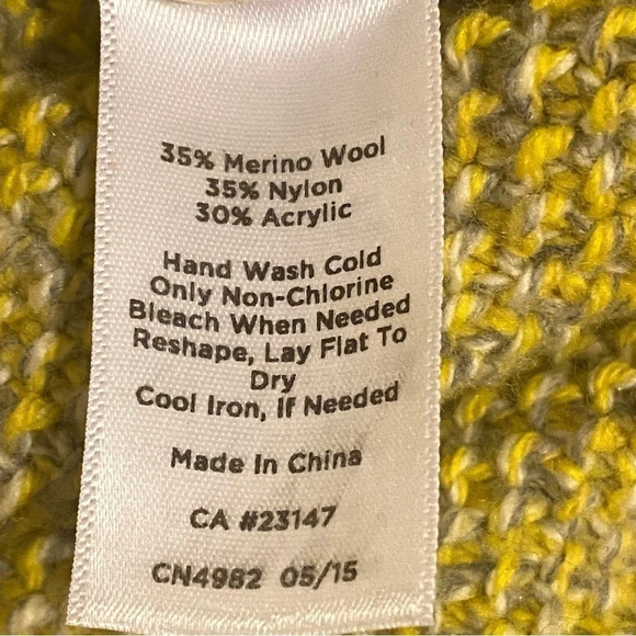 TALBOTS Merino Wool Blend Cable Knit Sweater Size S Gold/Yellow Zip Hemline - Picture 8 of 10